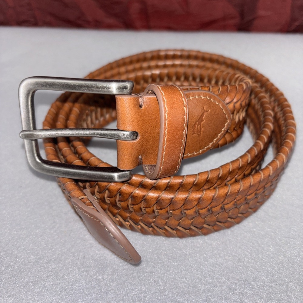 Tommy Bahama Mens Brown Braided Stretch Leather Belt XL 42-44 1104TM027-251